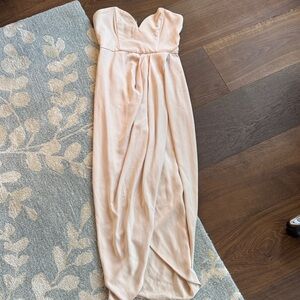 Shona Joy - Bustier Draped Maxi Dress in Nude